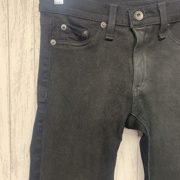 Womens Size 27 Rag & Bone Lamb Leather Front Jeans Black EUC - Picture 2 of 6